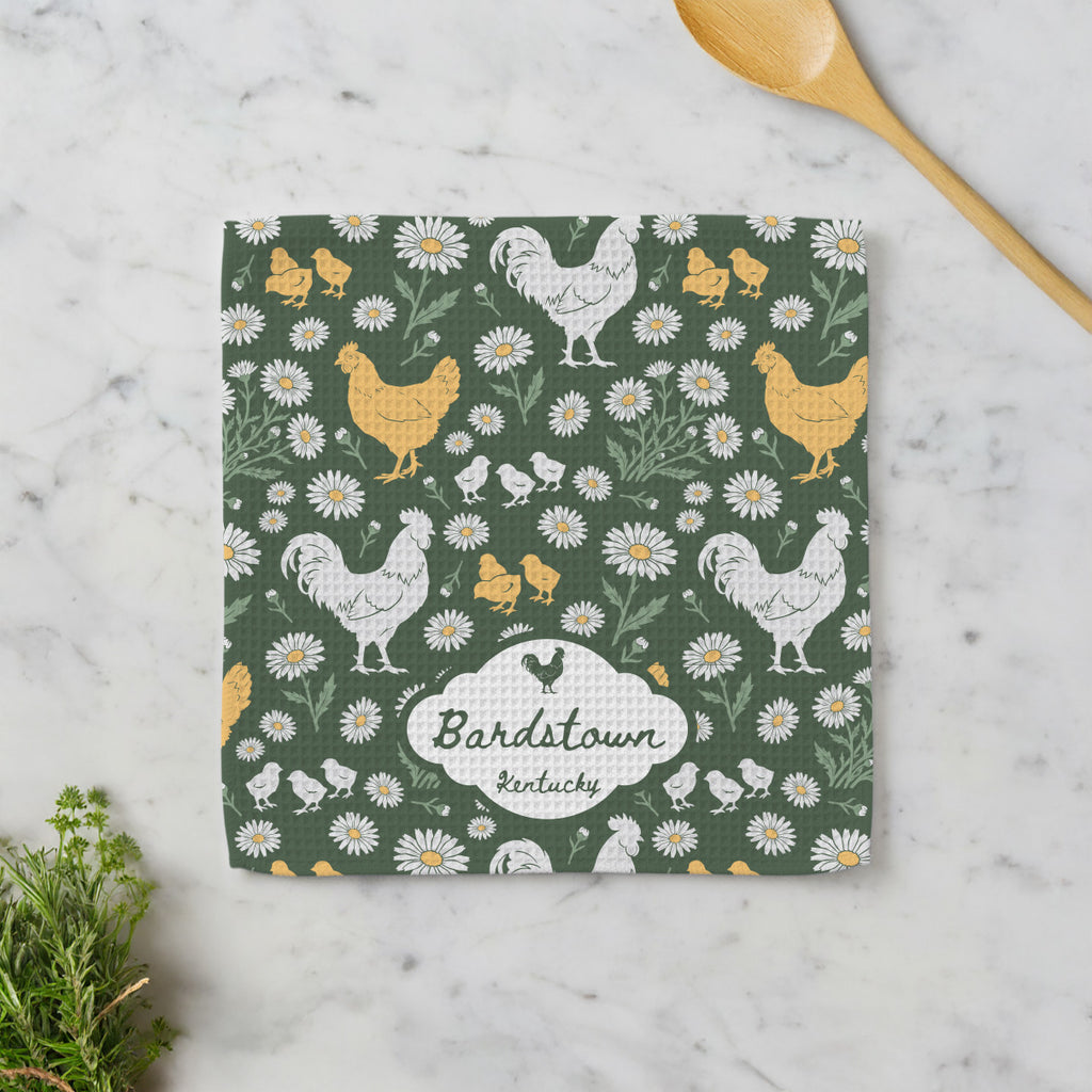 Chicken & Daisies - Custom Waffle Weave Towel