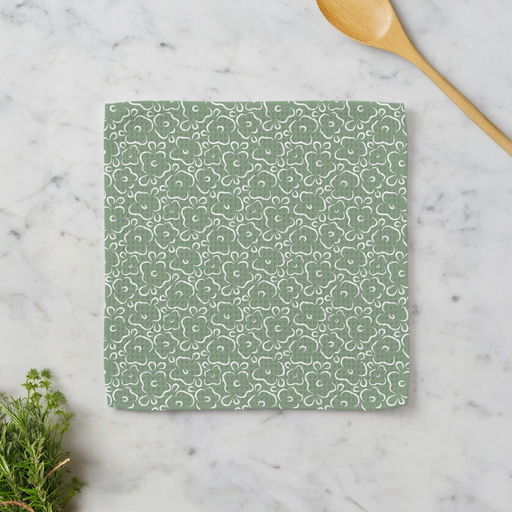 Simple Hand Drawn Flowers - Waffle Weave Washcloth