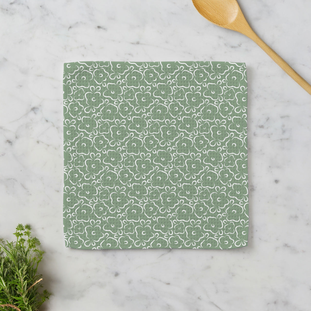 Simple Hand Drawn Flowers - Waffle Weave Washcloth