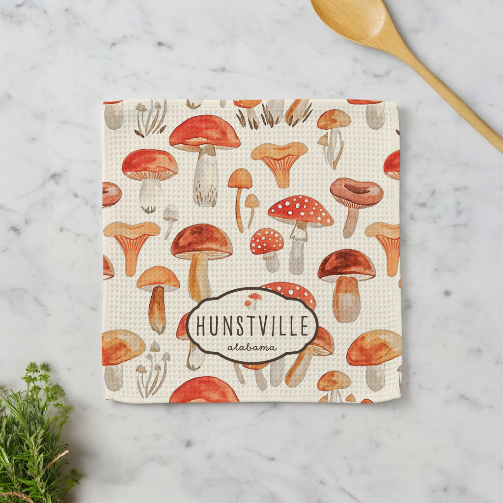 Watercolor Mushrooms - Custom Waffle Weave Washcloth