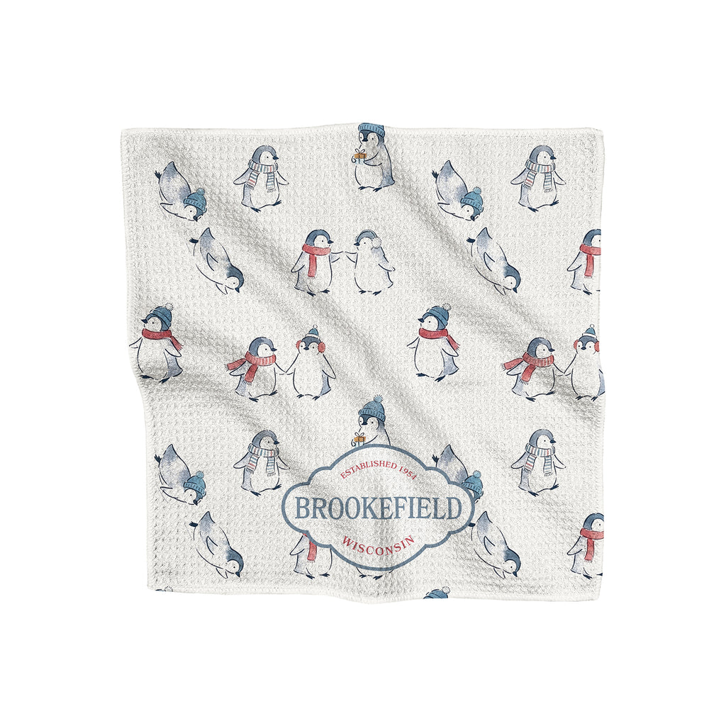 Winter Penguins - Custom Waffle Weave Washcloth