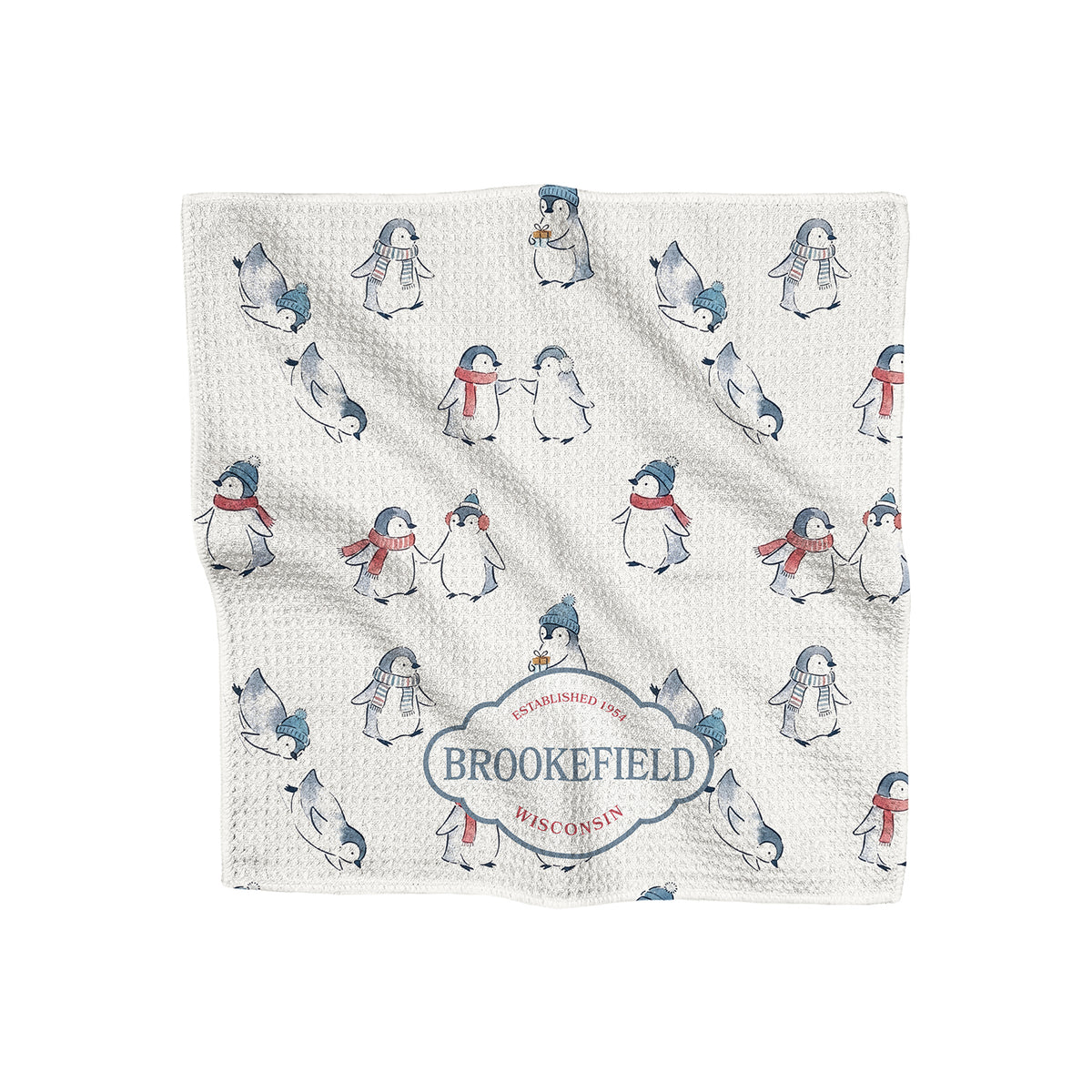 Winter Penguins - Custom Waffle Weave Washcloth