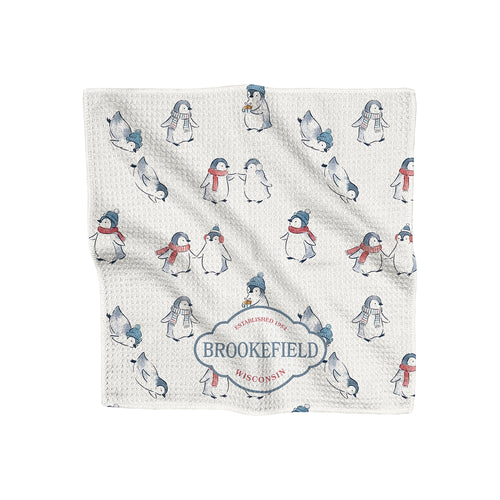 Winter Penguins - Custom Waffle Weave Washcloth