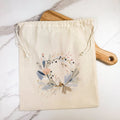 Winter Blue Wreath - Customizable Cotton Cinch Bag