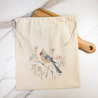 Little Winter Bird - Customizable Cotton Cinch Bag