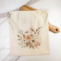 Fall Flowers - Customizable Cotton Canvas Cinch Bag