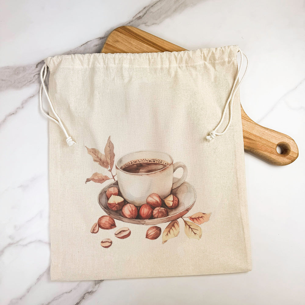 Hazelnut Coffee - Customizable Cotton Cinch Bag