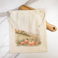 Pumpkin Landscape - Customizable Cotton Canvas Cinch Bag