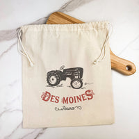 Tractor w/ City/State - Custom Cotton  Cinch Bag