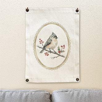 Watercolor Titmouse - Canvas Wall Hanging