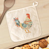 Red and Blue Folk-Art Chicken - Patriotic Cotton Pot Holder