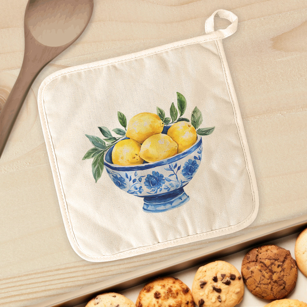 Blue Bowl of Lemons - Summer Cotton Pot Holder