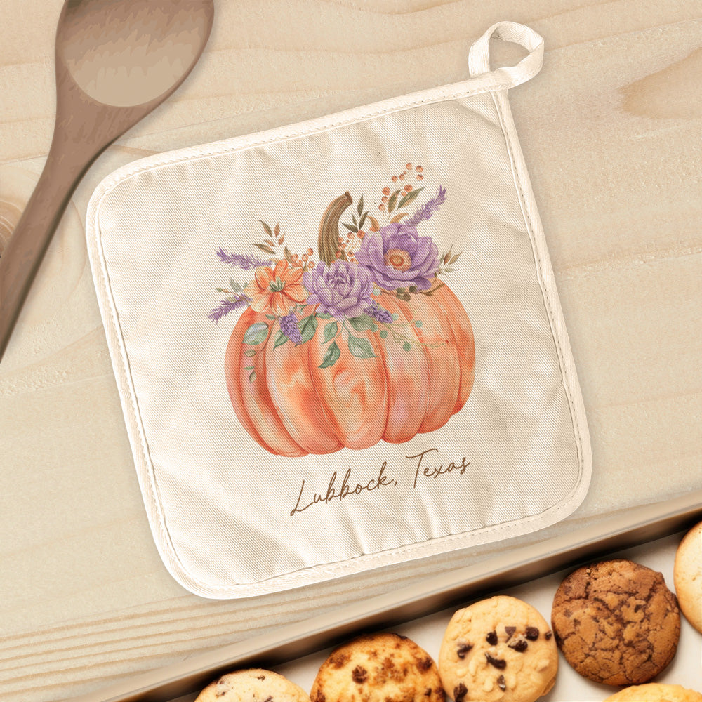 Floral Pumpkin - Custom Halloween Cotton Pot Holder