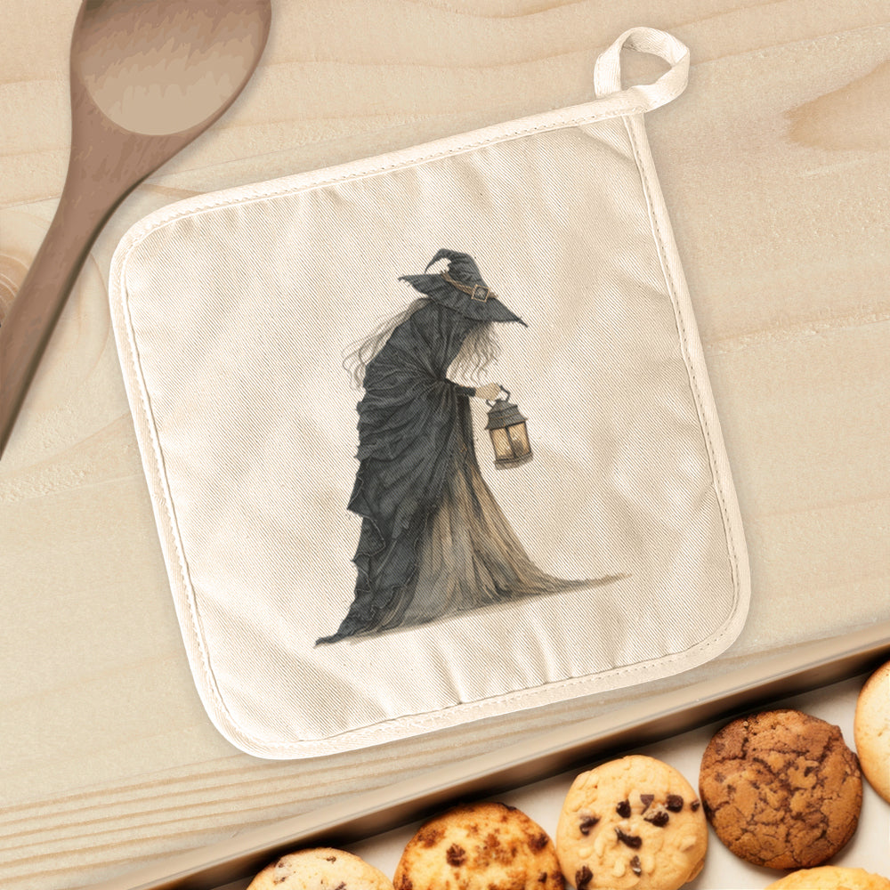 Witch and Lantern - Halloween Cotton Pot Holder