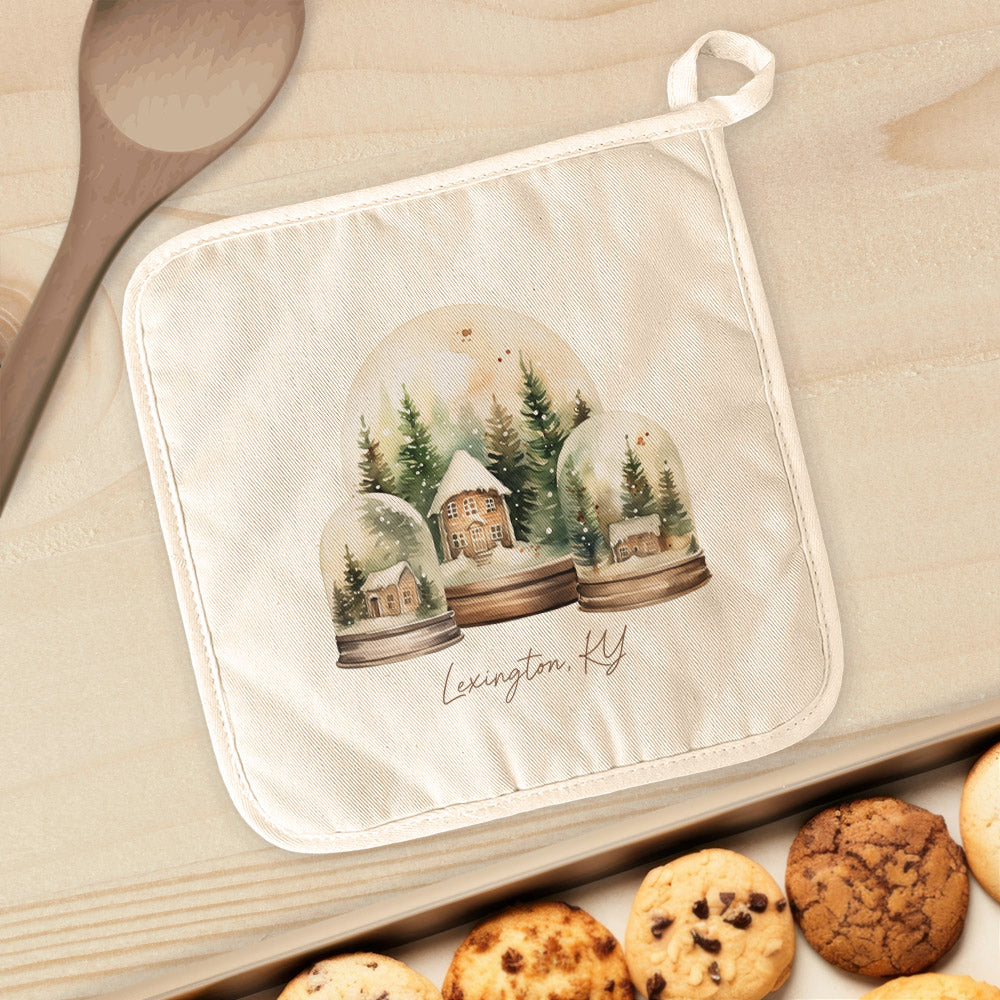 Holiday Snow Globes - Custom Cotton Pot Holder
