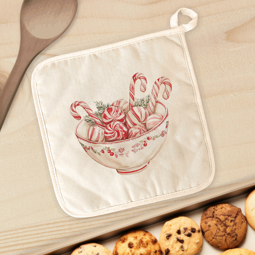 Candy Canes and Peppermints - Customizable Cotton Pot Holder