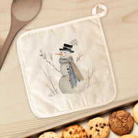 Blue Winter Snowman - Customizable Cotton Pot Holder