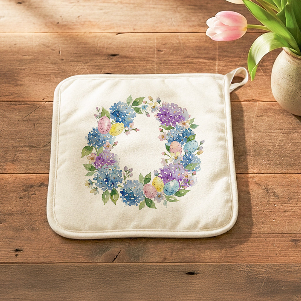 Easter Hydrangea Wreath - Cotton Pot Holder