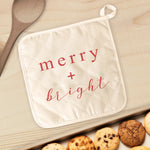 Merry + Bright Script - Cotton Pot Holder