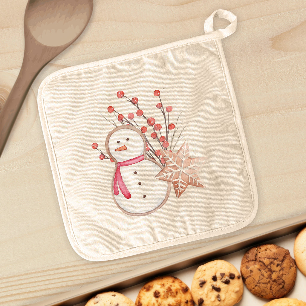 Gingerbread Snowman and Snowflake - Cotton Pot Holder