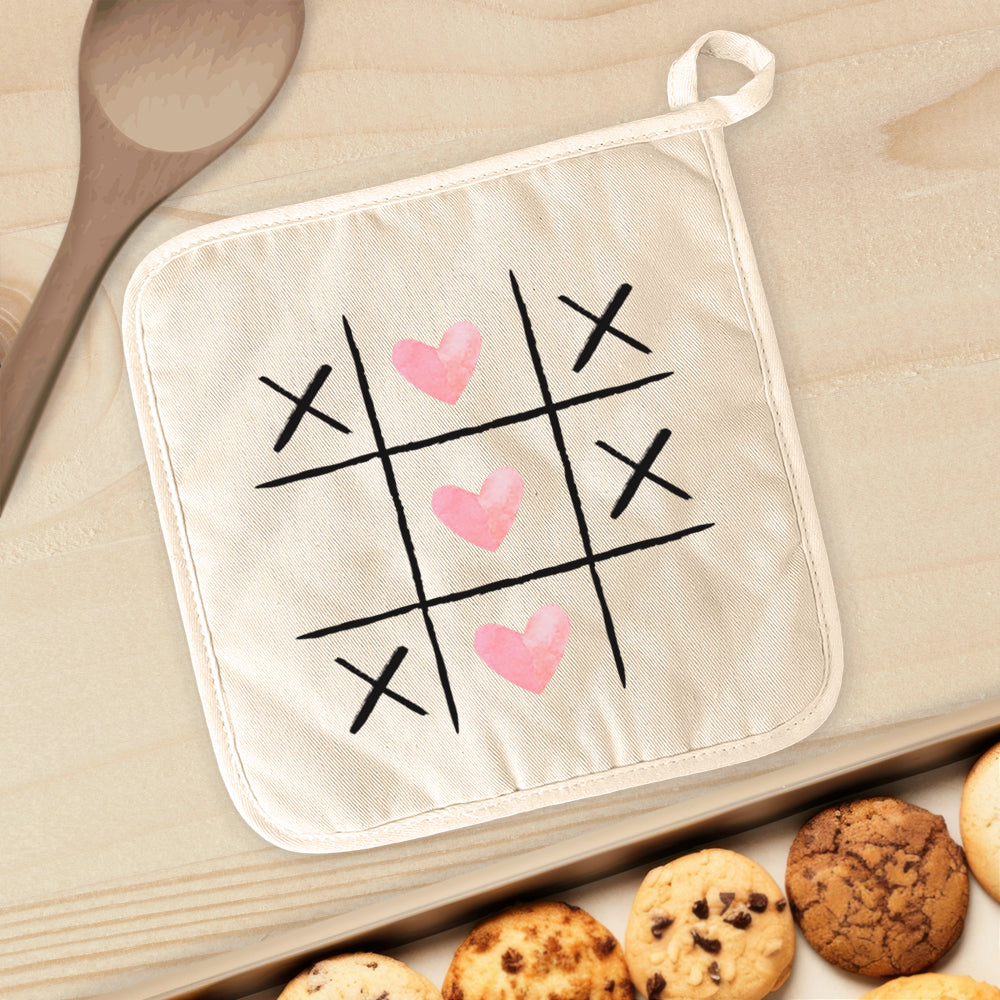 Tic Tac Toe Hearts - Valentine's Day Cotton Pot Holder