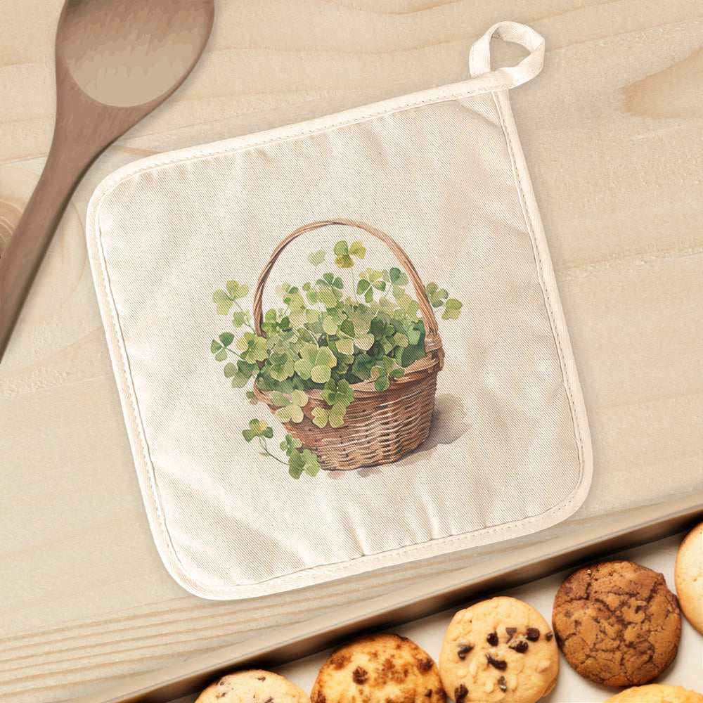 Clover Basket - St. Patrick's Day Cotton Pot Holder