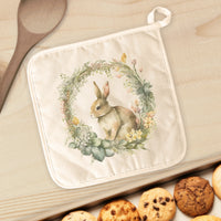 Muted Bunny Wreath - Cotton Pot Holder