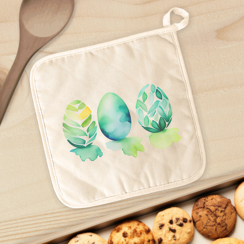 Watercolor Easter Eggs - Cool - Cotton Pot Holder