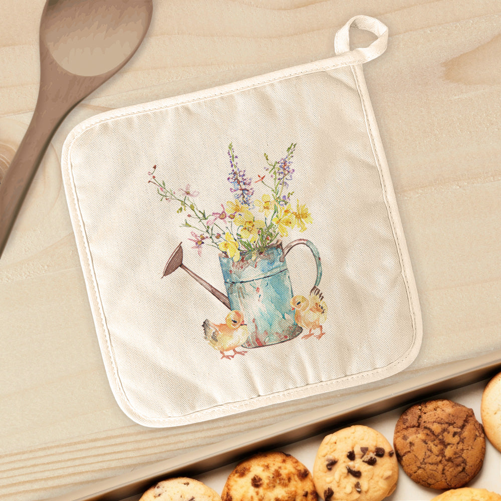 Chicks Watering Can Bouquet - Easter Cotton Pot Holder