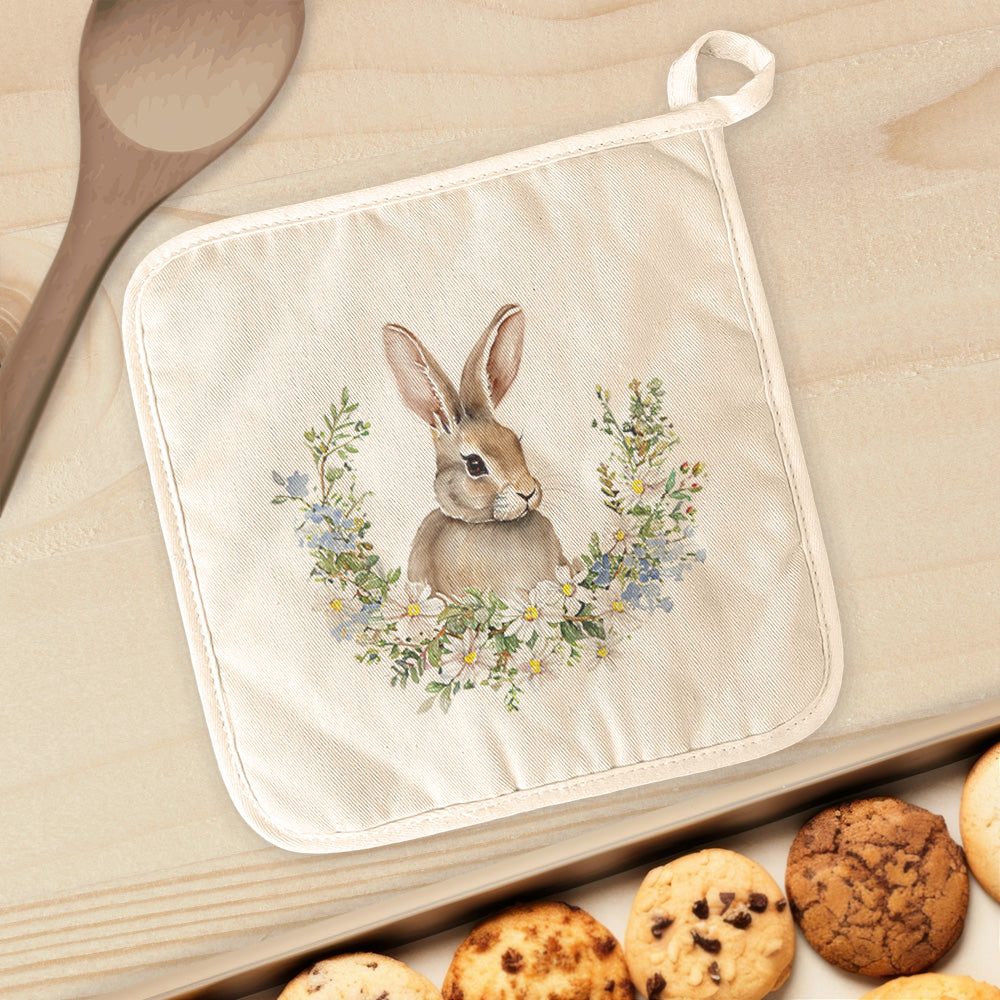 Daisy and Bunny Wreath - Easter Cotton Pot Holder