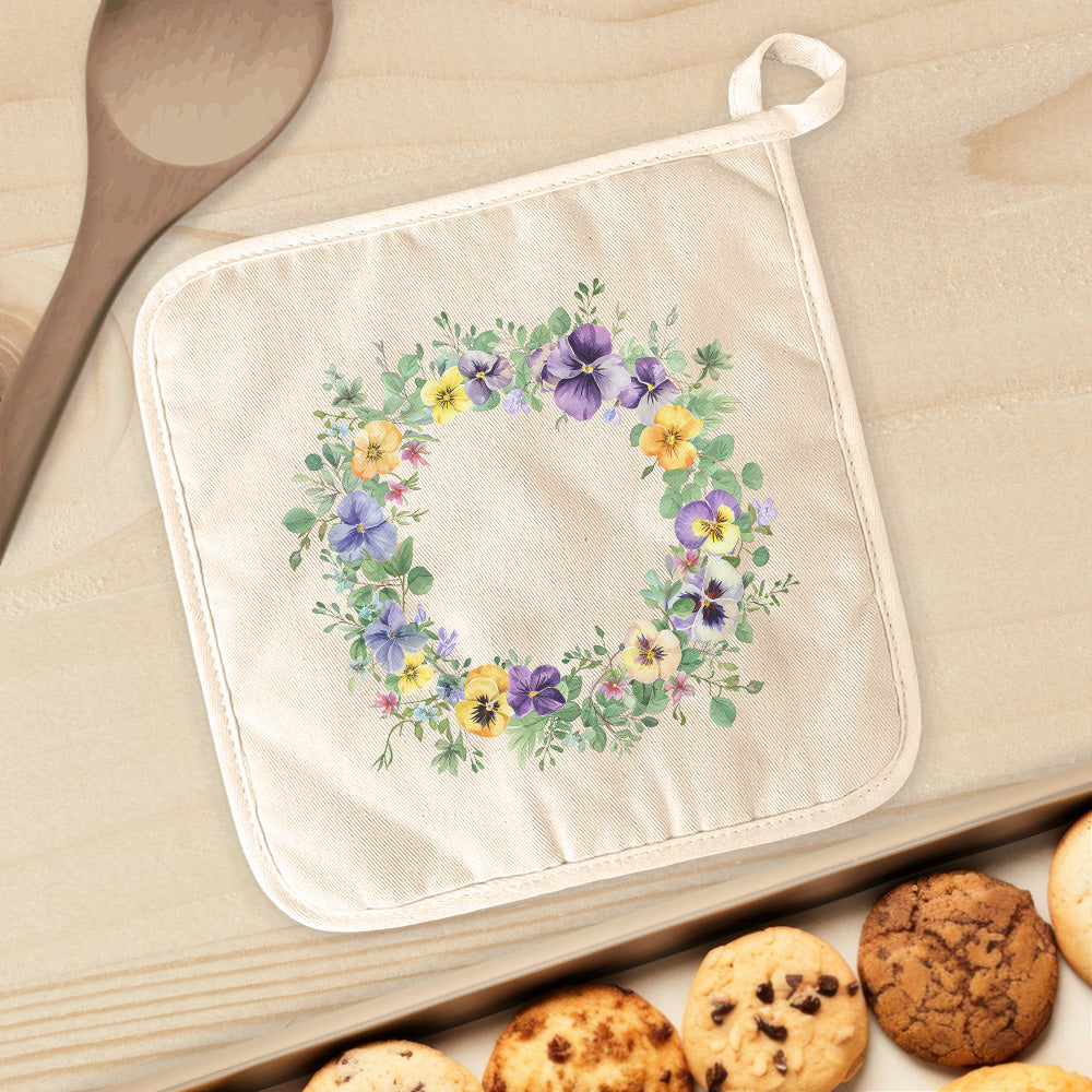Spring Pansy Wreath - Spring Cotton Pot Holder