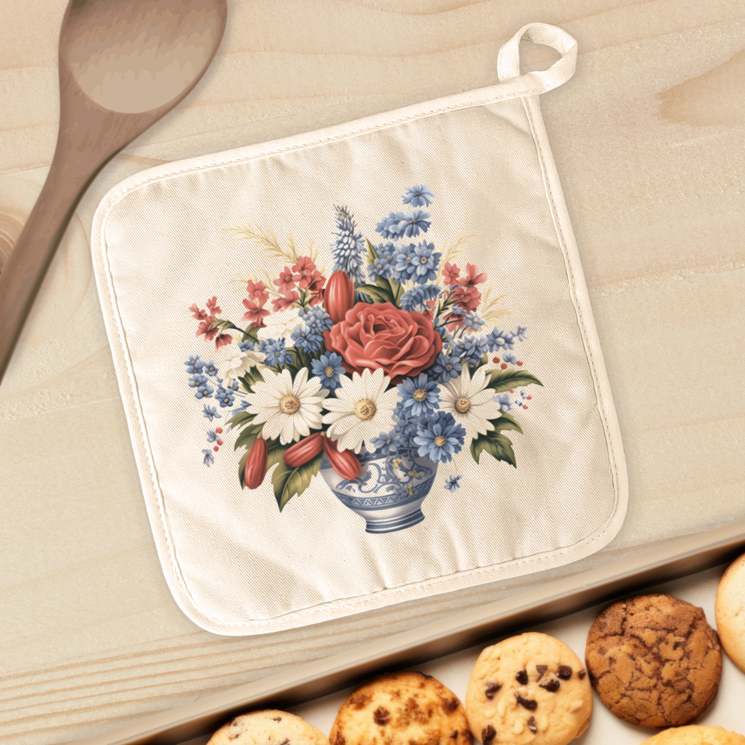 Vintage Daisy Vase - Cotton Pot Holder