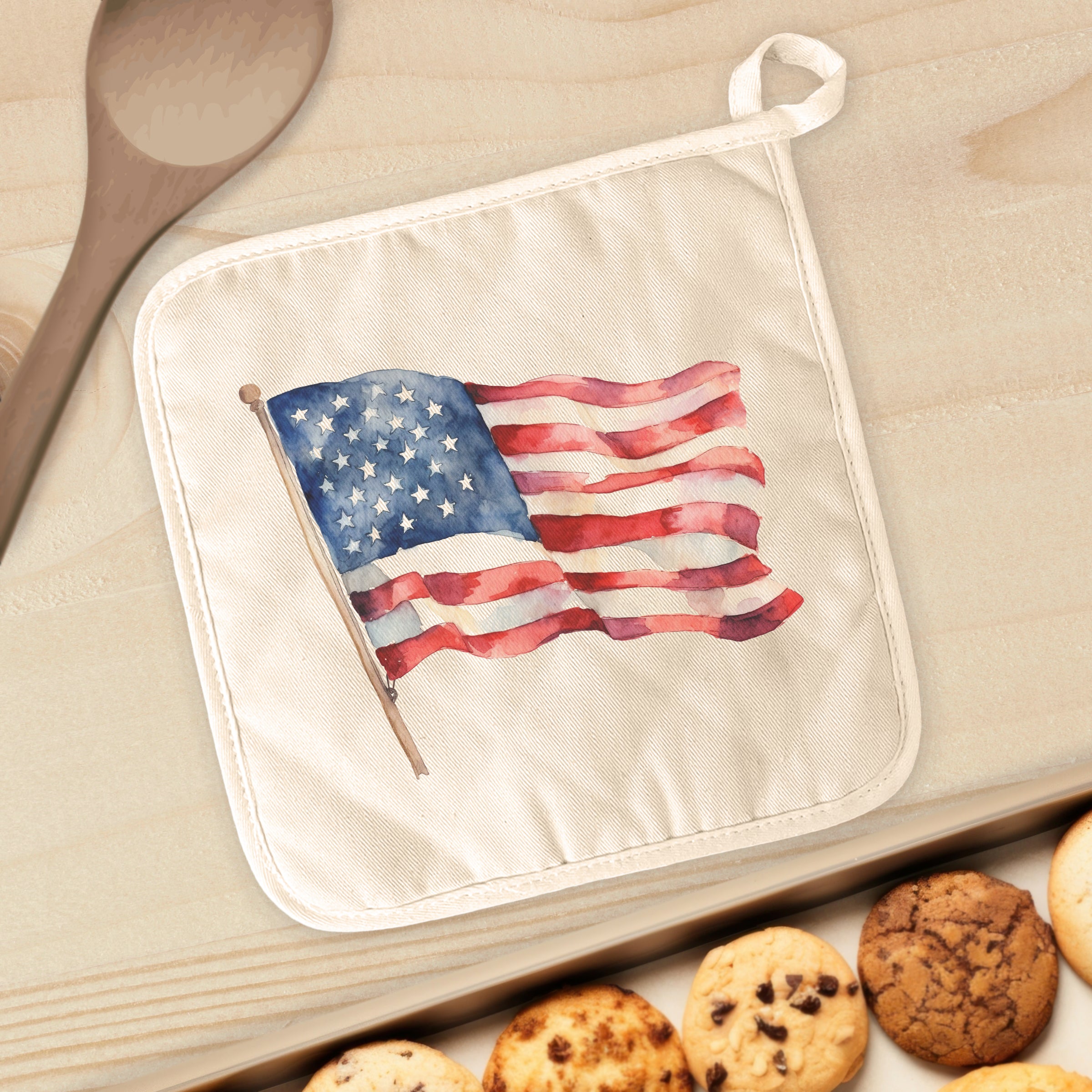 Watercolor American Flag - Cotton Pot Holder