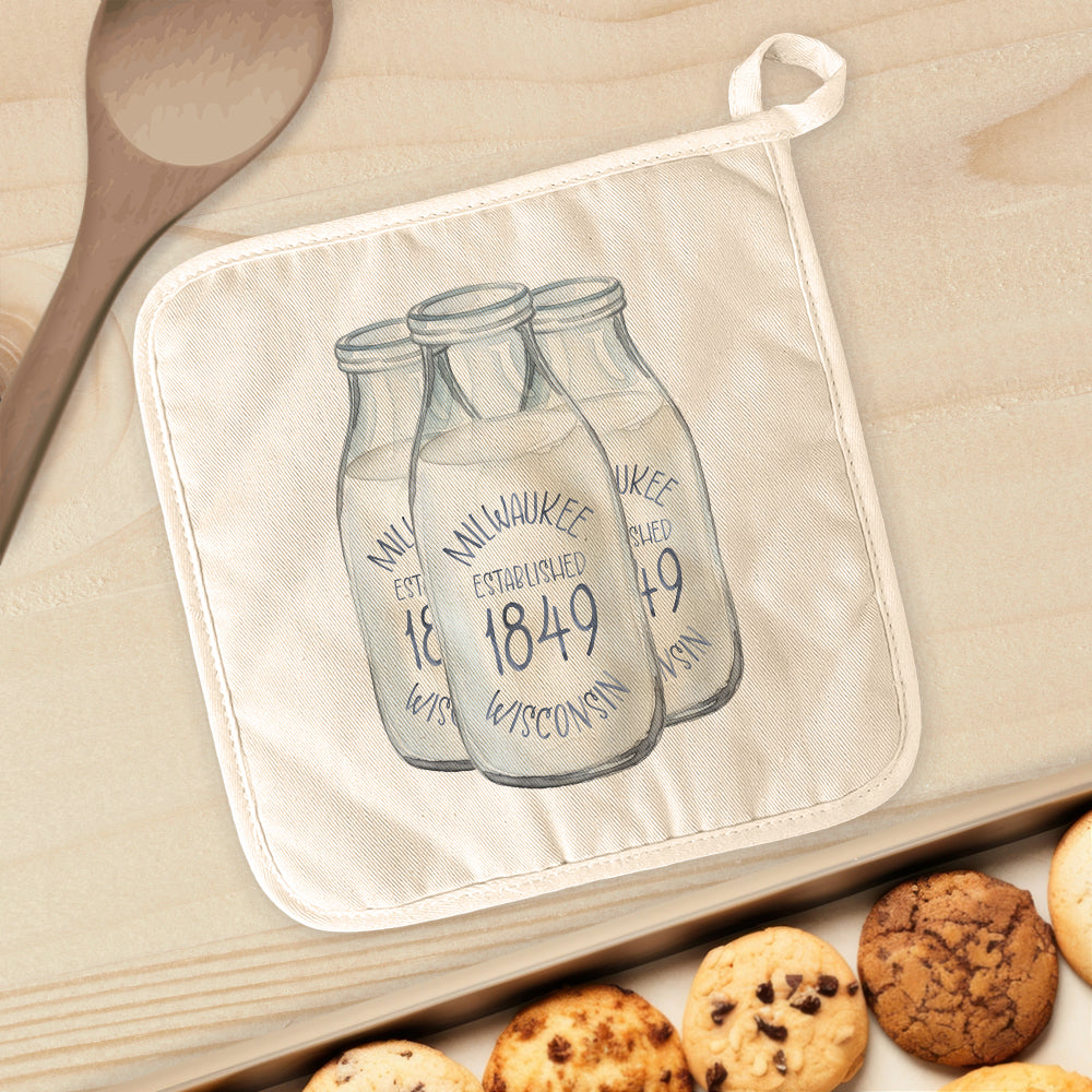 Vintage Milk Bottles - Custom Cotton Pot Holder