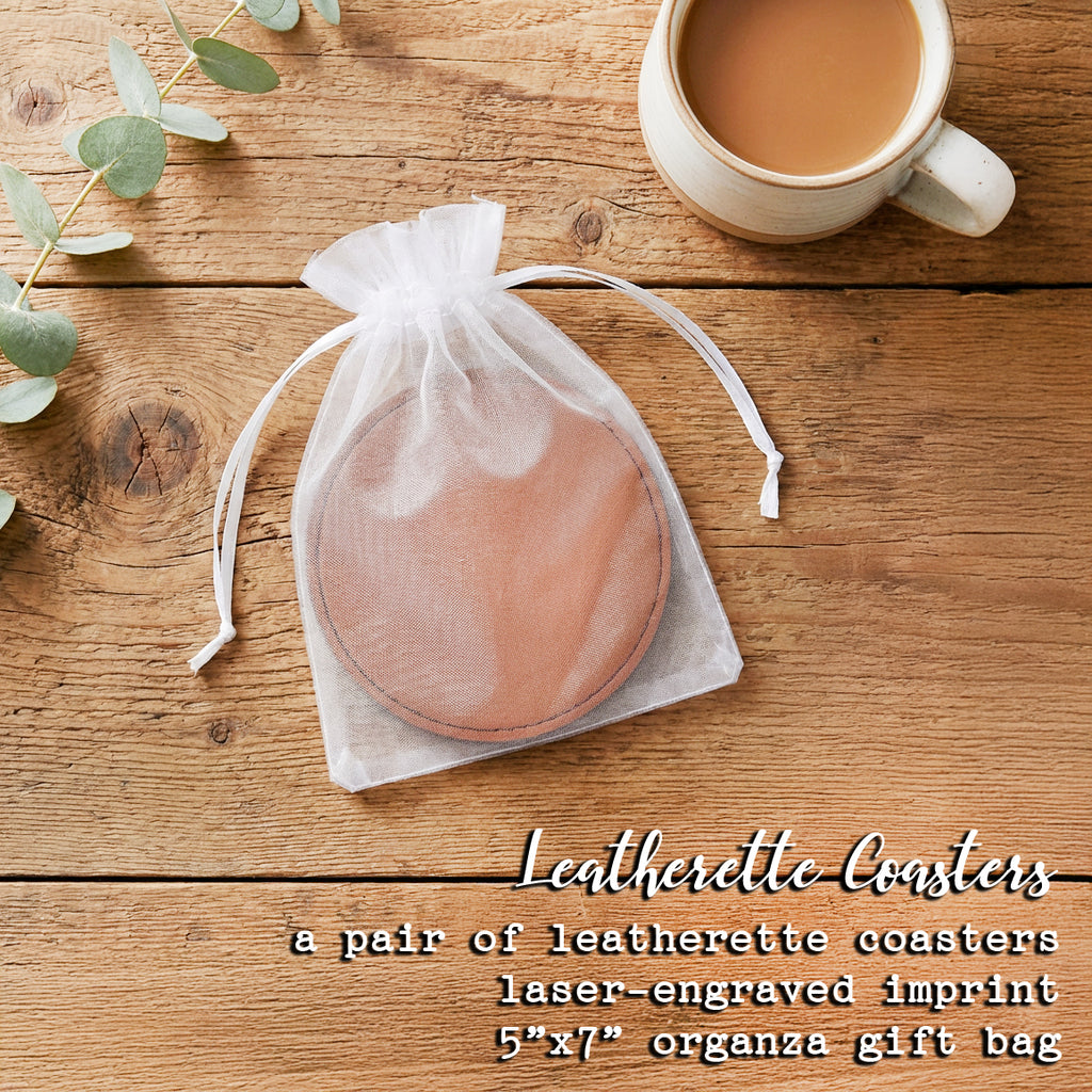 Vintage Script City - Custom Round Leatherette Coaster