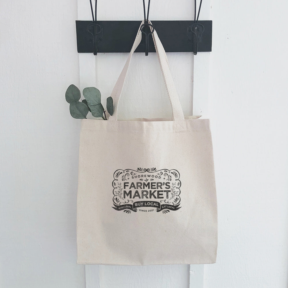 Vintage Farmers Market w/ City Est - Custom Canvas Tote Bag