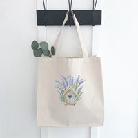 Lavender Birdhouse - Canvas Tote Bag