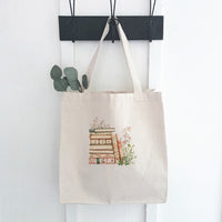 Spring Book Stack - Canvas Tote Bag