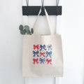 Red, White and Bows - Patriotic Canvas Tote Bag