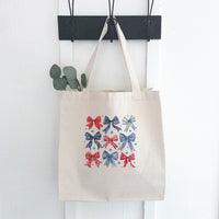 Red, White and Bows - Patriotic Canvas Tote Bag