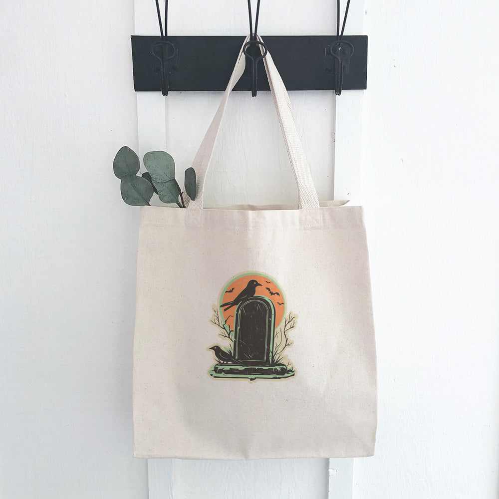 Retro Tombstone - Customizable Halloween Canvas Tote Bag