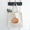 Watercolor Orange Pumpkin - Customizable Halloween Canvas Tote Bag