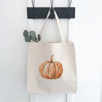 Watercolor Orange Pumpkin - Customizable Halloween Canvas Tote Bag