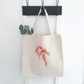 Candy Cane with a Bow - Customizable Canvas Tote Bag