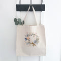 Winter Blue Wreath - Customizable Canvas Tote Bag