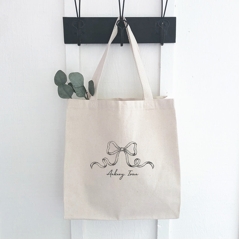 Hand Drawn Bow - Custom Canvas Tote Bag