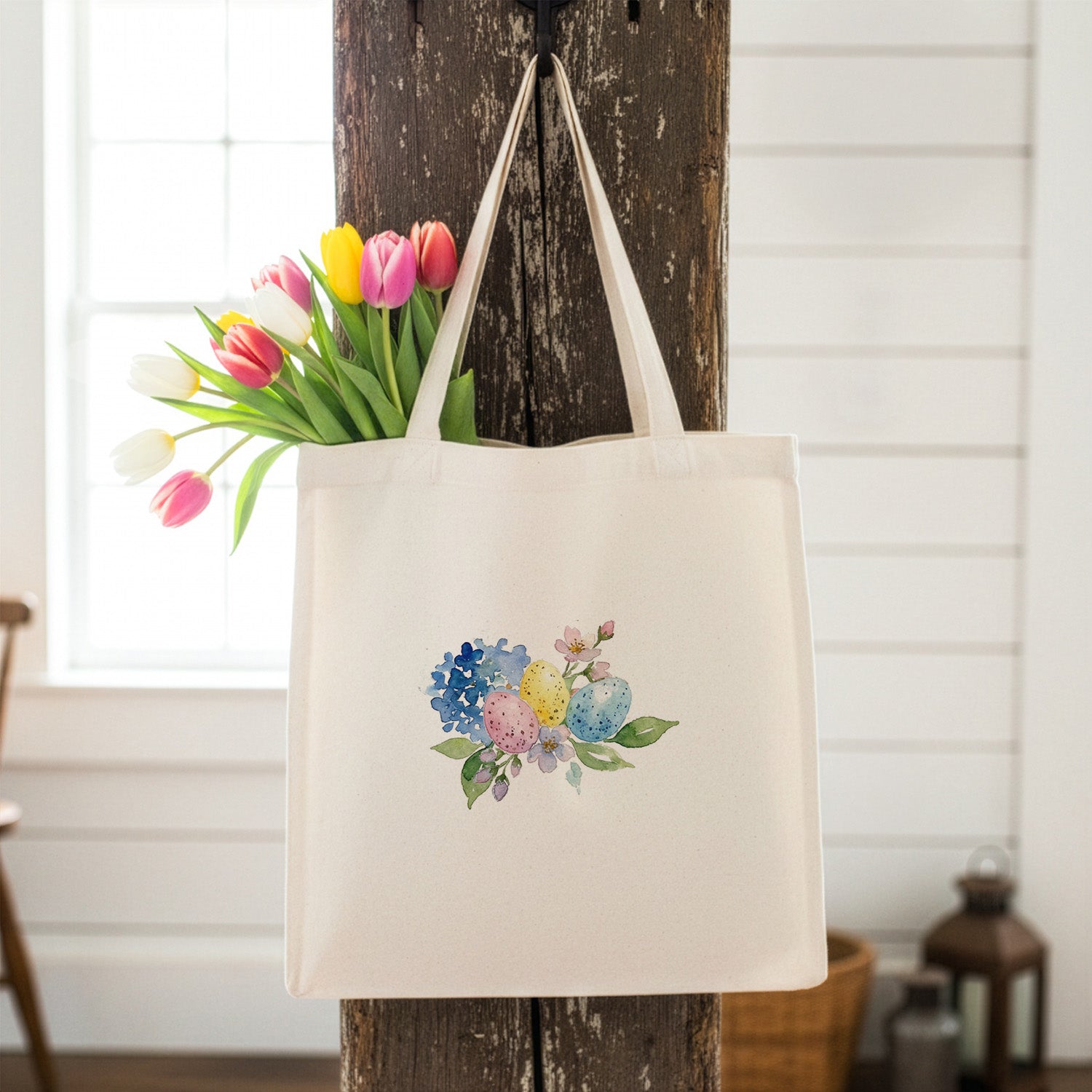 Spring Easter Egg Bouquet - Canvas Tote Bag