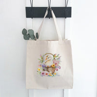 Duckling in Flower Basket - Canvas Tote Bag