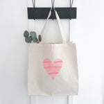 Striped Heart - Canvas Tote Bag