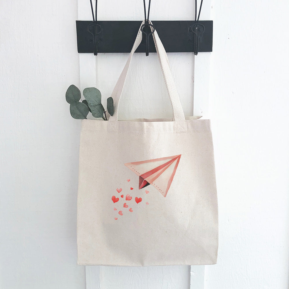 Paper Airplane - Valentine's Day Canvas Tote Bag